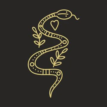 Magic snake with decoration elements and symbols vector illustration Illustrazione stock