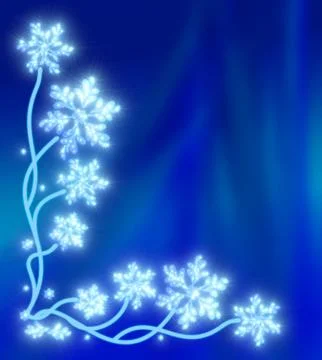 Magic snow tree with snowflakes instead of leaves on a dark blue sparkling Stock Illustration