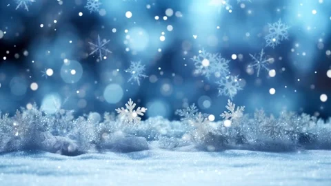 Magic Snowfall Serenity on Blue Stock Footage 256157490
