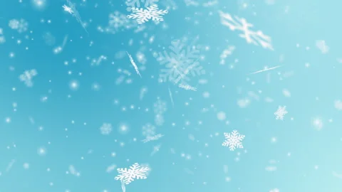 Magic snowflakes and snowfall over skyblue abstract gradient background Video stock 242820145