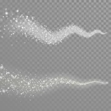Magic snowflakes snow trail. Light glow effect Stock Illustration