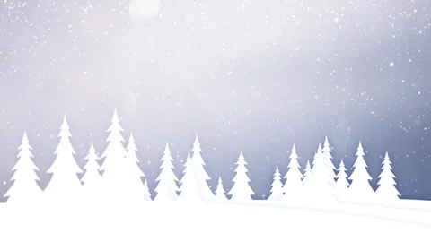 Magic snowy tree landscape greetings card looped background Stock Footage 338111186