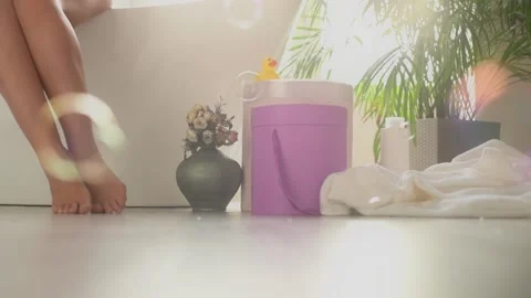 Magic soap bubbles in the bathroom Stock Footage 150082445