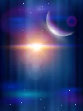 Magic Space - Big Star &amp; Blue Planet Stock Illustration