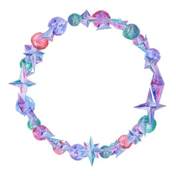 Magic Space Watercolor Frame Stock Illustration