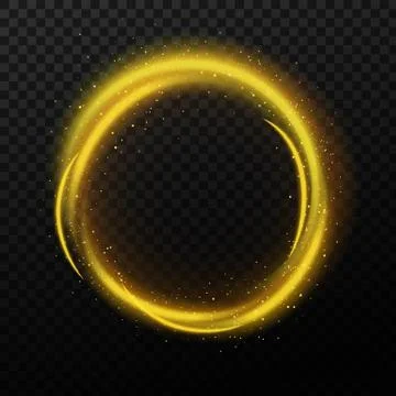 Magic sparkle circle and shining stardust. Golden cosmic glittering banner with Stock Illustration