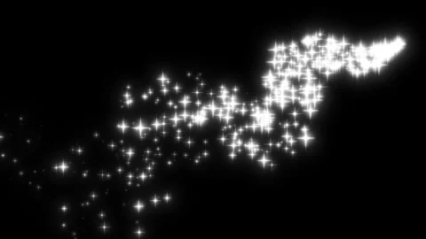 Magic Sparkles Glitter Line Stars Festive Starburst Trail Black Screen 4k Loop Video stock 340083718