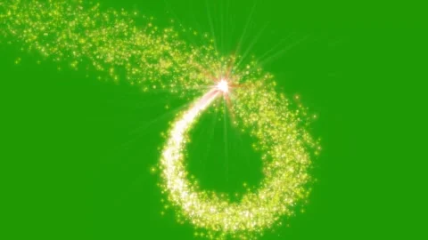 Magic Sparkling Glitter Line Trail with Golden Stars, 4K Loop, Green Background Video stock 337476962