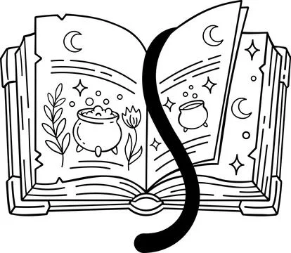 Magic Spell Book Cat Tail Line Icon Stock Illustration