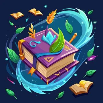 Magic Spell Book with Floating Pages Illustrazione stock