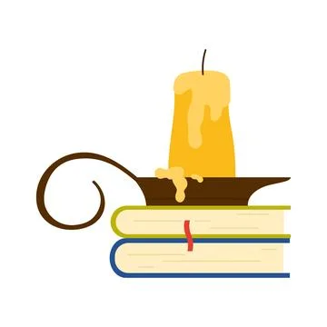 Magic spell books with candle Illustration