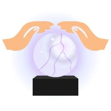 Magic sphere, the luminous magic sphere with hands. Stock Illustration