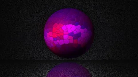 Magic sphere from mosaic on abstract background with reflection below, computer Stock Illustration