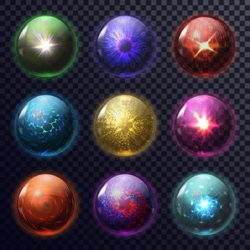 Magic spheres or balls for future Stock Illustration