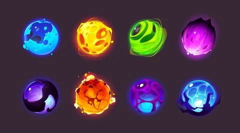 Magic spheres, shiny energy balls Stock Illustration