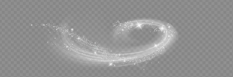 Magic spiral with sparkles.White light effect.Glitter particles with lines.Swirl Stock Illustration