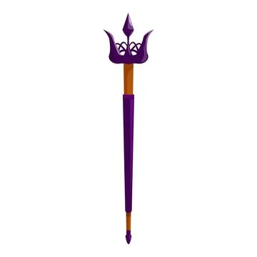 Magic staff with purple elements for fantasy rpg game Stock Illustration