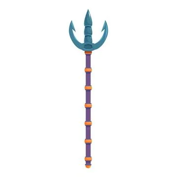 Magic staff with three pronged spear point standing upright Stock Illustration