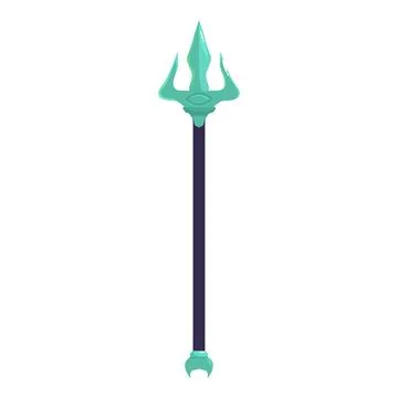 Magic staff with turquoise trident and eye on top is standing upright Stock Illustration