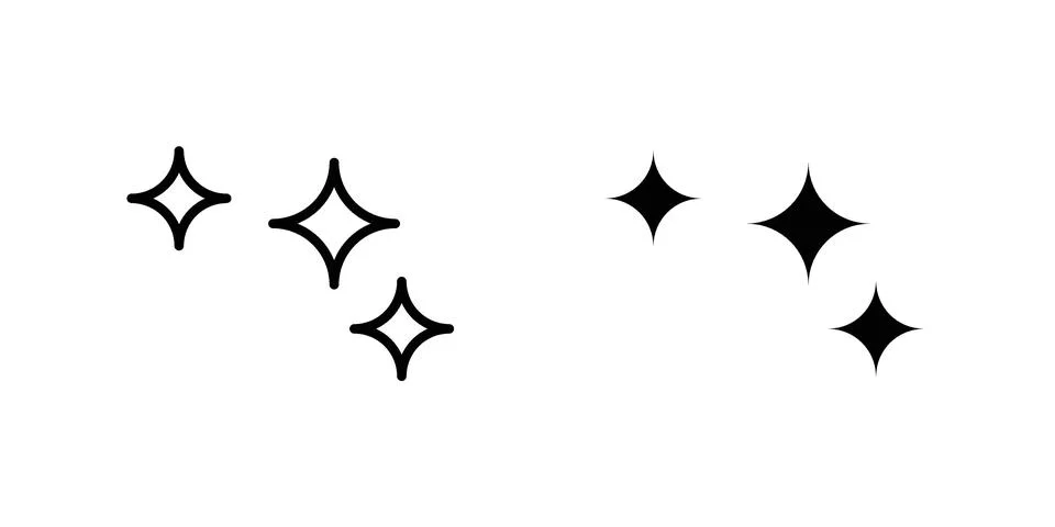 Magic stars icon vector concepts, line and silhouette style Stock Illustration
