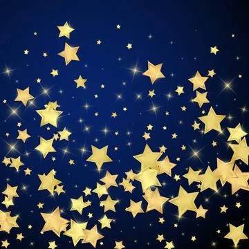 Magic stars vector overlay. Gold stars scattered Stock Illustration