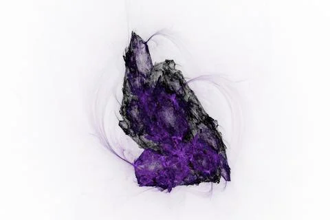Magic Stone 3D blur purple violet crystal dark black ink blossom on white Stock Illustration