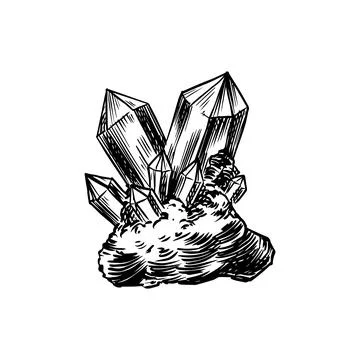 Magic stone or crystal or solid material. Predatory forest Wild bird. Vintage Illustrazione stock