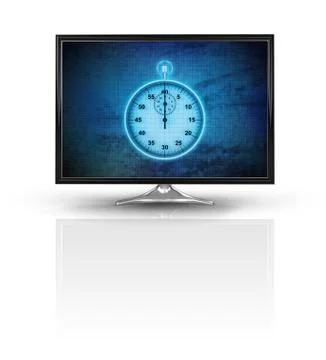 Magic stopwatch on blue new modern screen isolated on white illustration 스톡 일러스트
