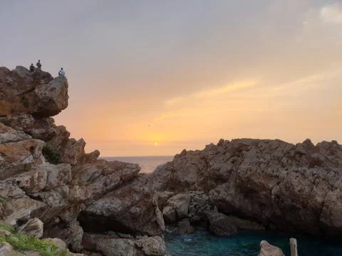Magic sunset on beach Stock Photos
