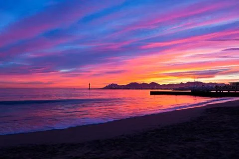 Magic sunset in cannes Stock Photos