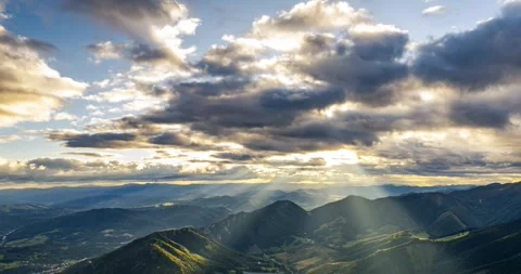 Magic sunset clouds and golden light of sun motion fast summer nature Time lapse Stock Footage 292778873