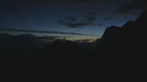 Magic Sunset In The Mountains - Fly By (Canon Log) Stock Footage 54622769