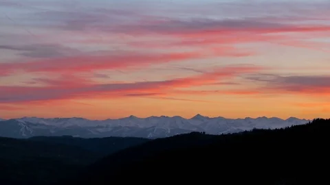 Magic sunset sky in the mountains. Timelapse. Alps, Italy. Stock Footage 80179869