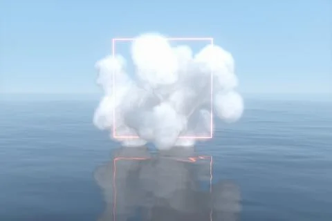 Magic surround the cloud floating on the lake,peaceful scene,3d rendering. Stock Illustration