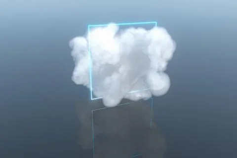 Magic surround the cloud floating on the lake,peaceful scene,3d rendering. Stock Illustration