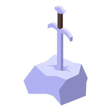 Magic sword piercing ice stone in isometric view Stock Illustration