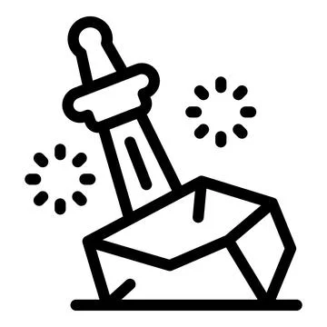 Magic sword piercing stone creating sparkles, fantasy icon Stock Illustration