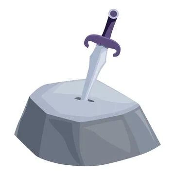 Magic sword piercing stone in fantasy setting Stock Illustration