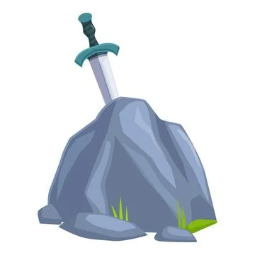Magic sword stuck in stone on white background Stock Illustration