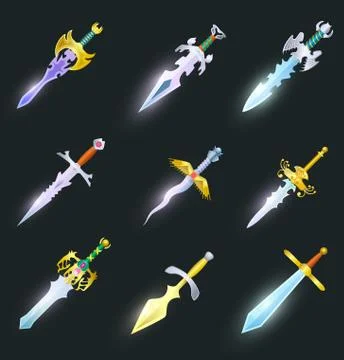 Magic swords isolated vector set Stock Illustration