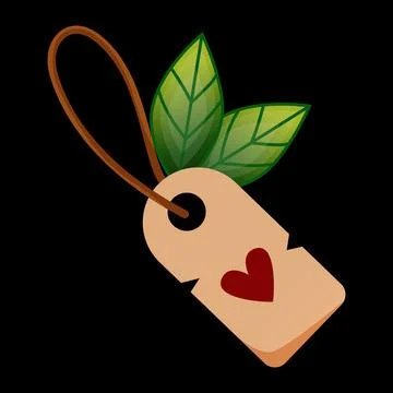 Magic tag. Old paper label. Love heart and leaf. Vintage cardboard badge. W.. Stock Illustration