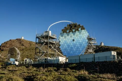 MAGIC Telescope at the Roque de los Muchachos Stock Photos