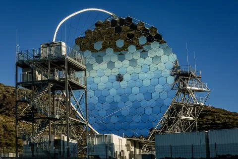 MAGIC Telescope at the Roque de los Muchachos Stock Photos