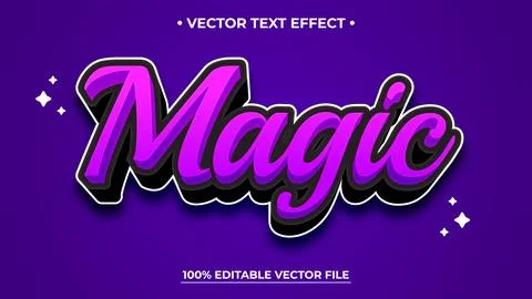 "Magic" text effect with purple gradient and black shadow on a purple backg.. Stock Illustration