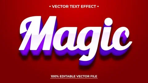 Magic Text Effect with Purple Shadows on a Red Gradient Background Stock Illustration