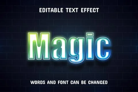Magic text - neon style text effect Stock Illustration