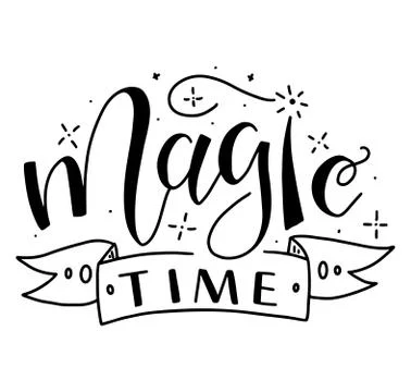 Magic time, black text isolated on white background. Stock Illustration