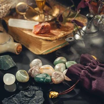 Magic Tools for Divination Ritual on the Table Stock Photos