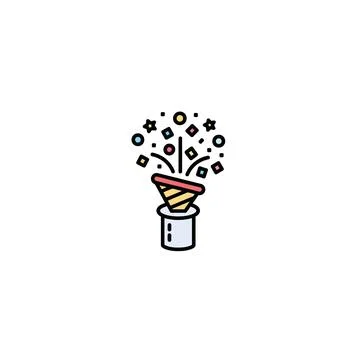 Magic top hat with confetti and stars illustration Stockillustratie