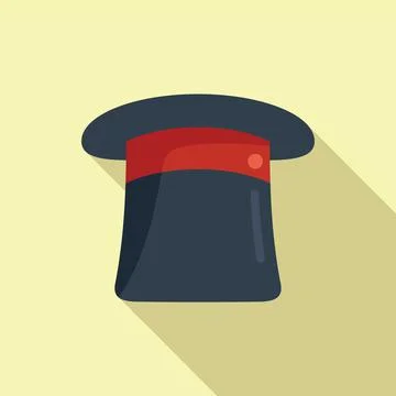 Magic top hat icon flat vector. Gift present Stock Illustration